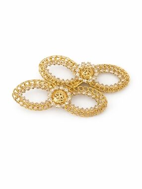 Vintage Kramer Gold Filigree Rhinestone Brooch – Statement Pin